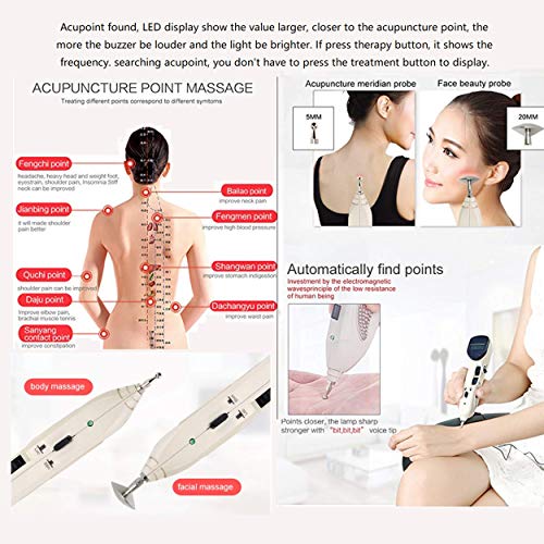 Rhorawill Electronic Acupuncture Pen - USB Rechargeable Meridian Massage Pen for Pain Relief