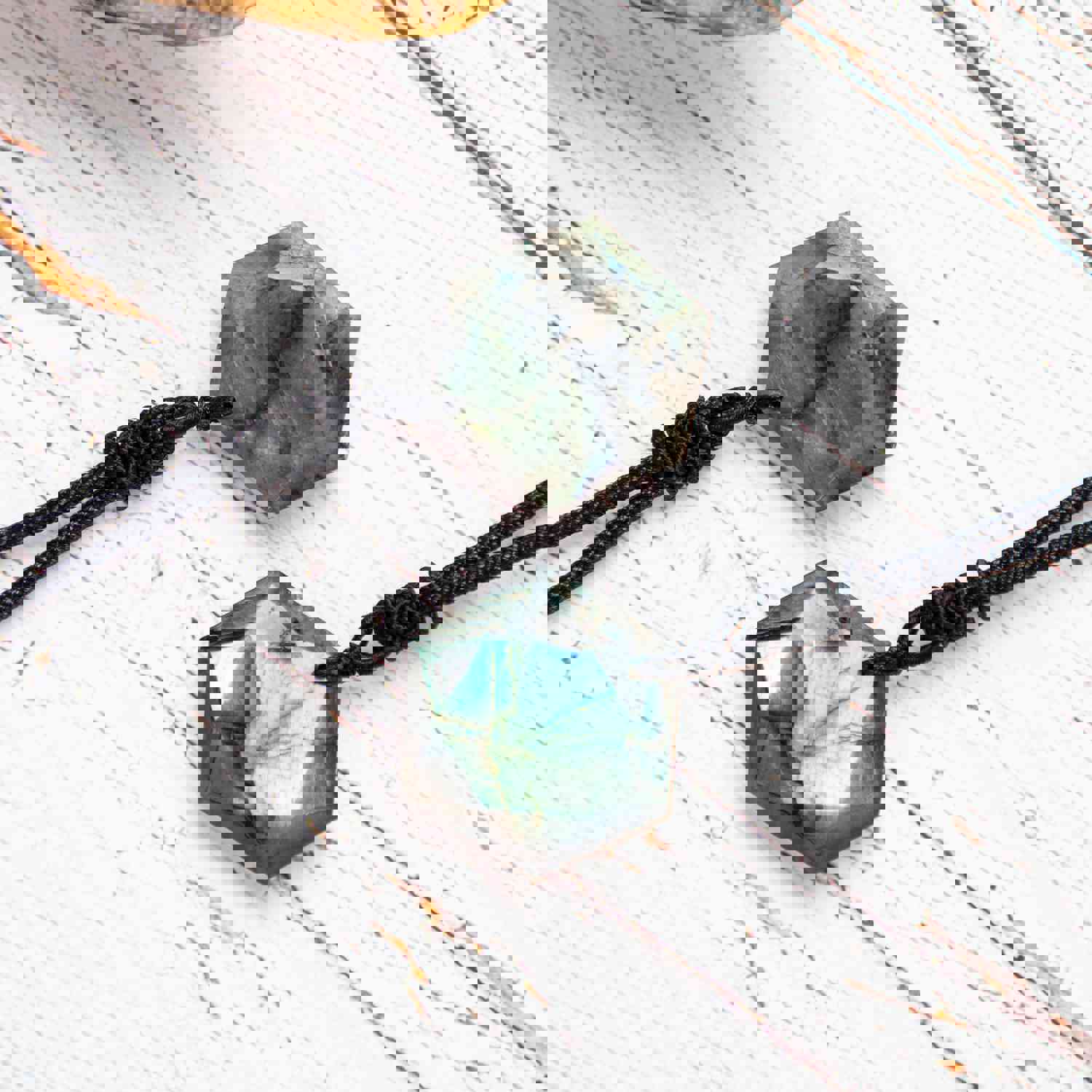 Labradorite Gemstone Dragon's Heart Pendant Necklace - Powerful Protection Amulet