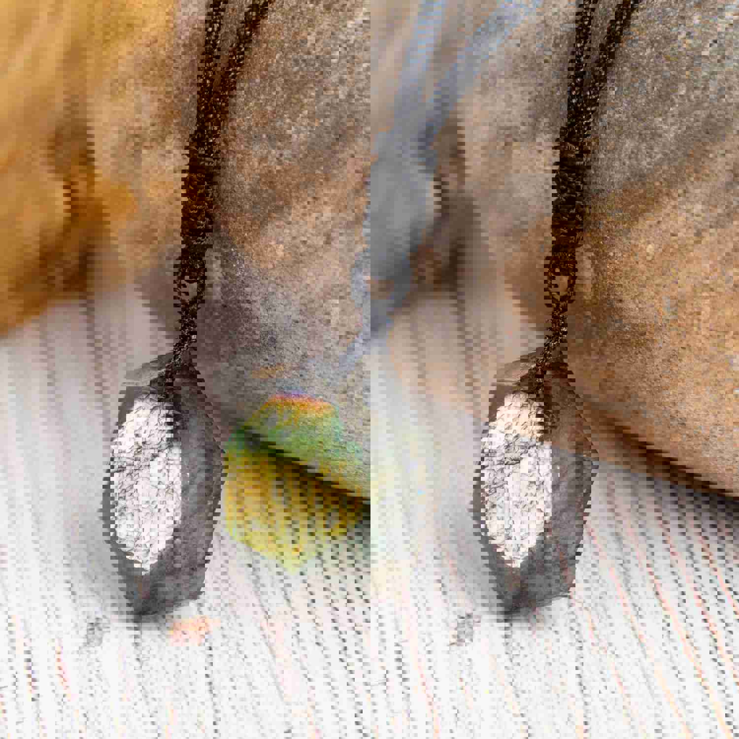 Labradorite Gemstone Dragon's Heart Pendant Necklace - Powerful Protection Amulet