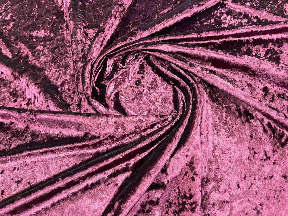 Crushed Stretch Velvet Fabric - Dark Burgundy - 60 Inch Wide for Sewing, Apparel, and Crafts