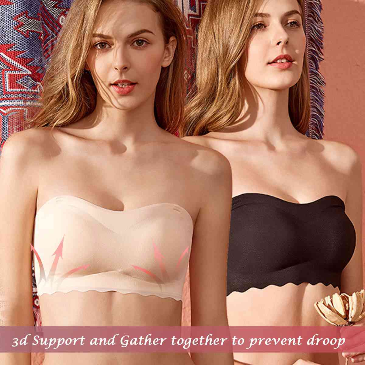 Lauracollection® No Wire Strapless Bandeau Bra [BUY 1 GET 1 FREE] - BLACK