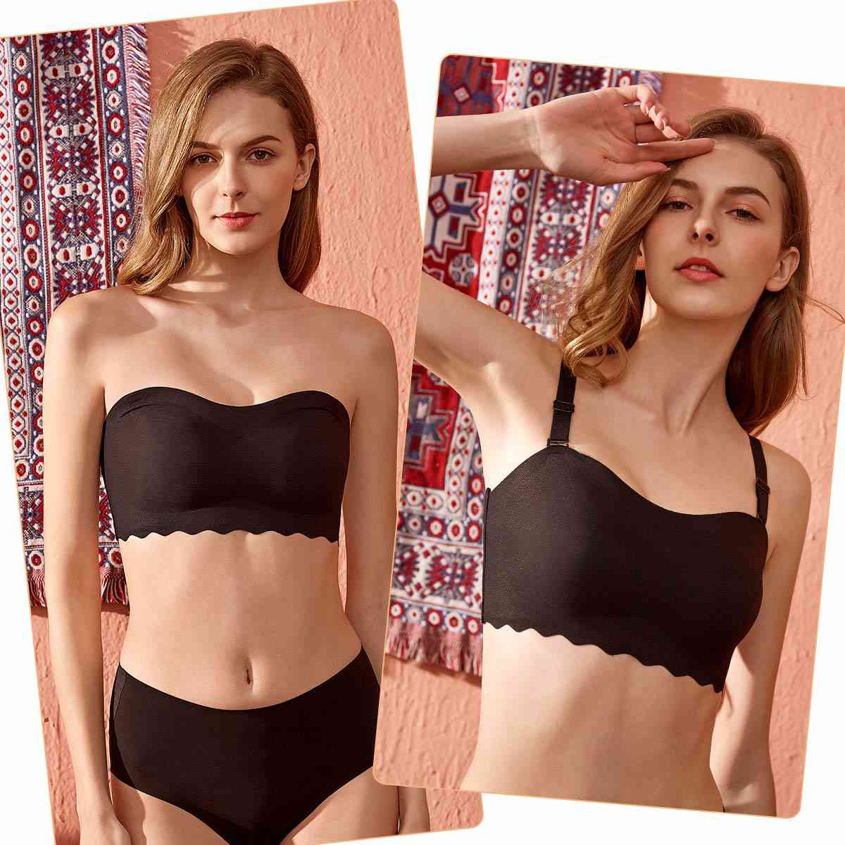 Lauracollection® No Wire Strapless Bandeau Bra [BUY 1 GET 1 FREE] - BLACK
